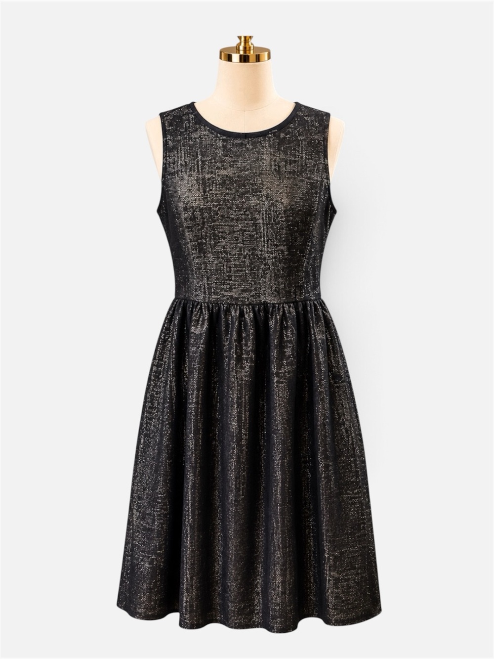 Sleeveless Metallic Black Soprano Dress